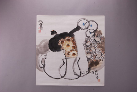 现代赵紫峰秋韵图斗方