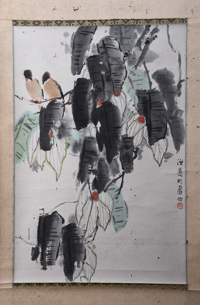 现代郭汝愚花鸟画条幅