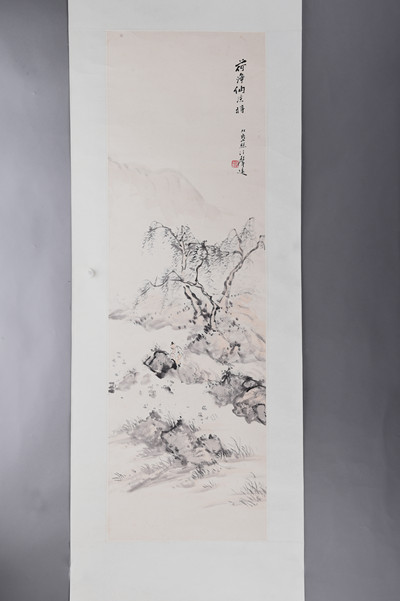 现代汪声远荷净纳凉时图轴