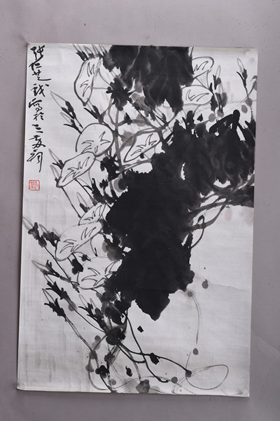 现代张仁芝花鸟图条幅