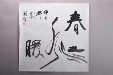 现代刘家祥行书“春江水暖”斗方