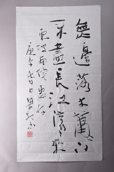 现代杨梁相行书杜甫诗句条幅