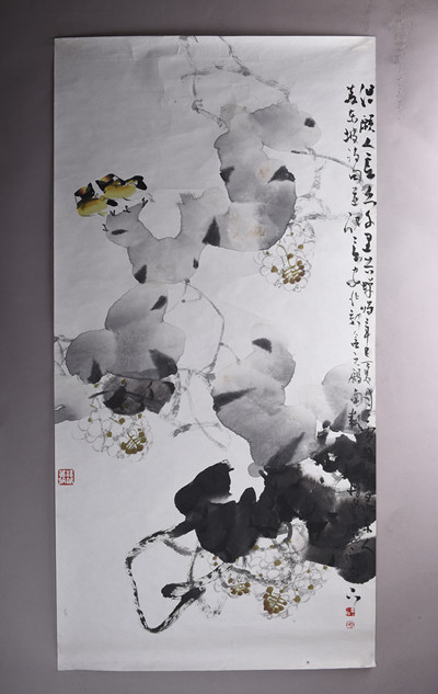现代张雪丹千里共婵娟图条幅