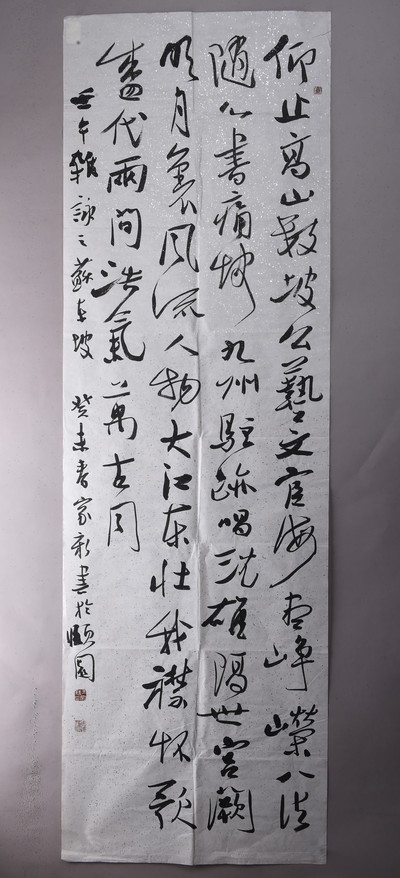 现代王家新行书赞东坡诗句条幅