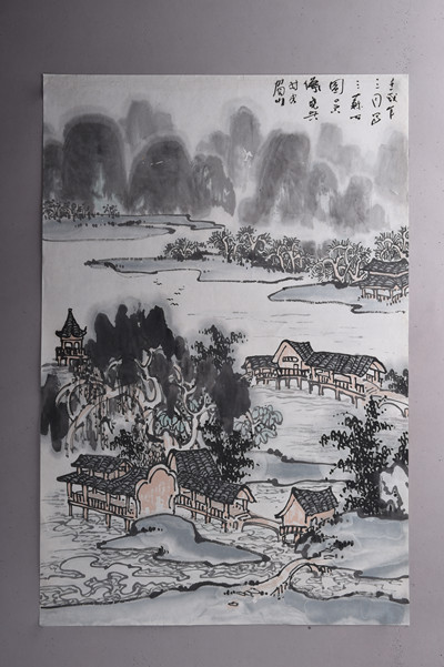 现代晓兵三苏祠景像图条幅